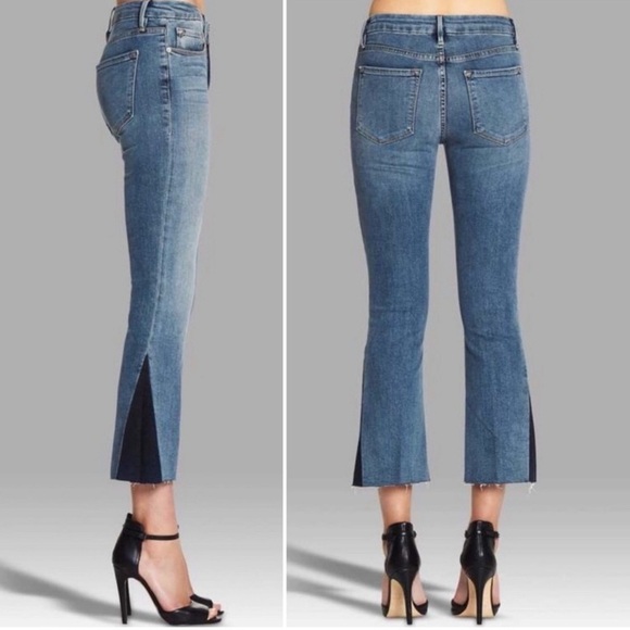Frame Denim Le Crop Mini Boot Flare Raw Hem Two Tone Jean size 29